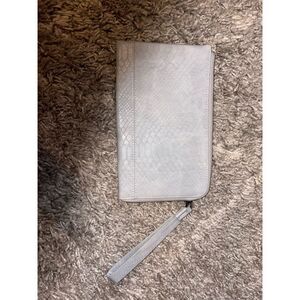 Joy Susan Women's Gray Python Embossed Wristlet Clutch Wallet